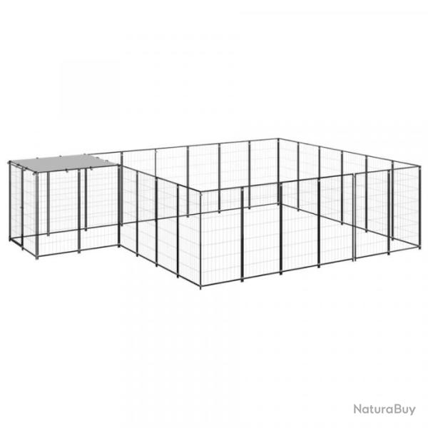 Chenil Pour Chien Enclos Noir 12,1 m� Acier Haute Qualit�