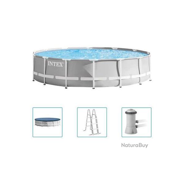 Piscine Autoportante Exterieur Prism Frame Premium 427x107 cm + Echelle + Bache + Pompe INTEX