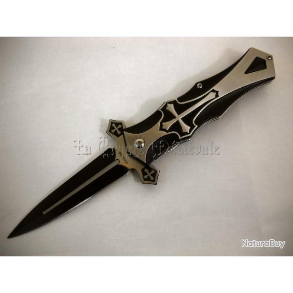 Tac Force - Couteau de poche pliant Catholique Christian Templier