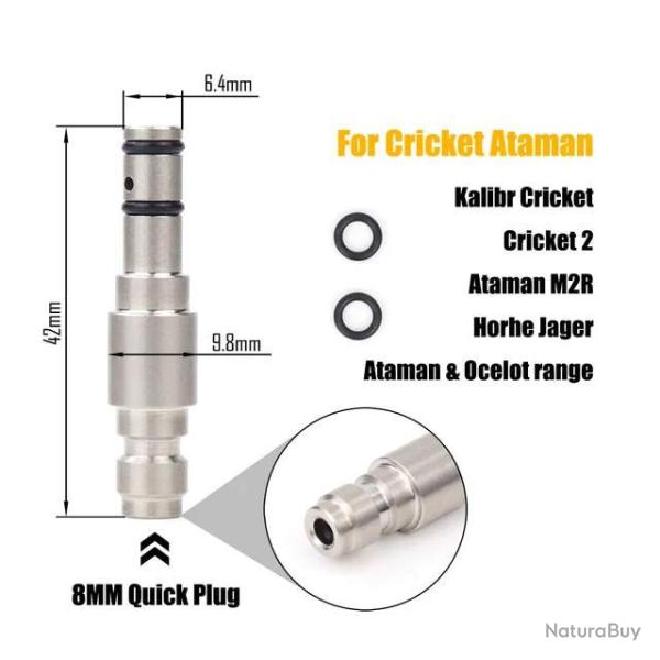 raccord de remplissage sonde de charge carabine PCP diam�tre 6.38mm / 6.40mm cricket - Ataman (D)