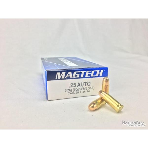 Cartouches Magtech - Cal. 25 Auto - FMJ
