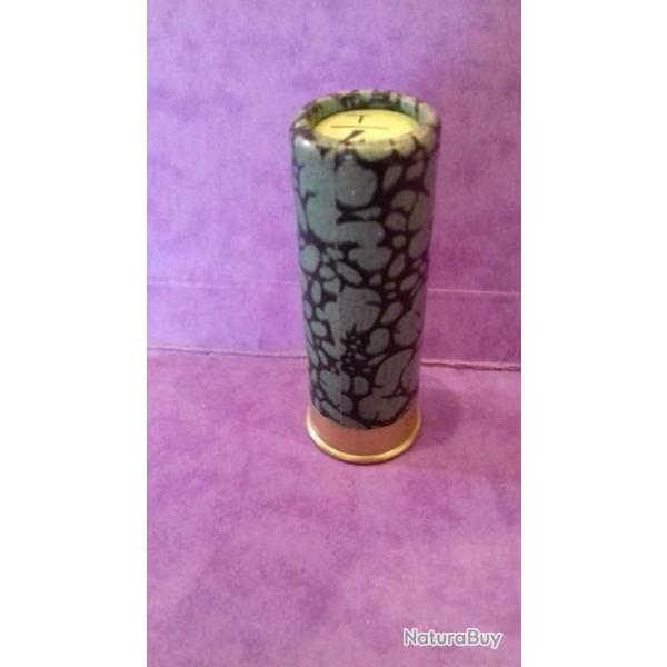 CARTOUCHE  MANUFRANCE CAL.12 ANCIENNE NON RECHARGEE VERTE TIGREE NOIRE CULOT DE 8mm plomb 4