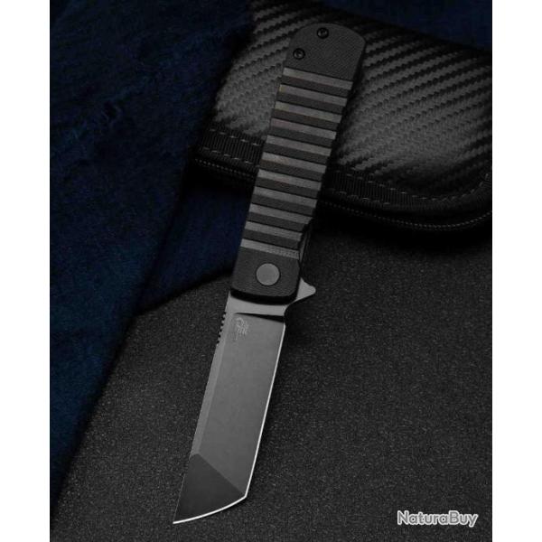 Couteau Bestech Titan Black Lame Tanto Acier D2 Manche G10 IKBS Linerlock Clip BTKG49A5