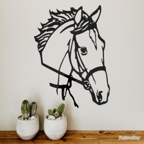 DECORATION MURALE (60cm) en FER. Motif: TETE de CHEVAL (1)