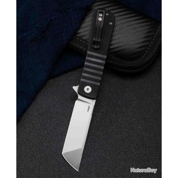 Couteau Bestech Titan Black Lame Tanto Acier D2 Manche G10 IKBS Linerlock Clip BTKG49A1