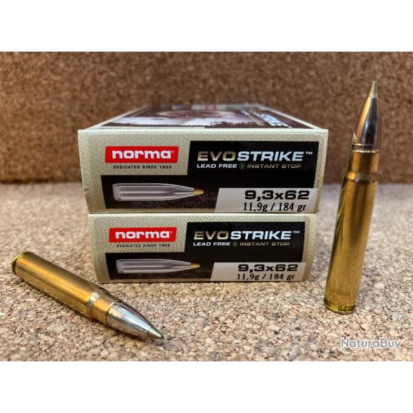 Lot de 2 Boites Norma Cal. 9,3x62 11.9g  EVOSTRIKE Sans Plomb, New !