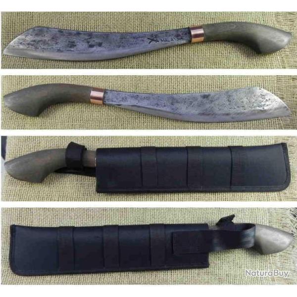 Machette My Parang Duku Chandong 12" Carbone 5160 Manche Bois Etui Nylon Made In Malaysia MYPCDGT12