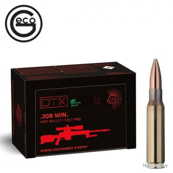 50 Munitions GECO Cal 308 Win 108gr DTX Sans Plomb