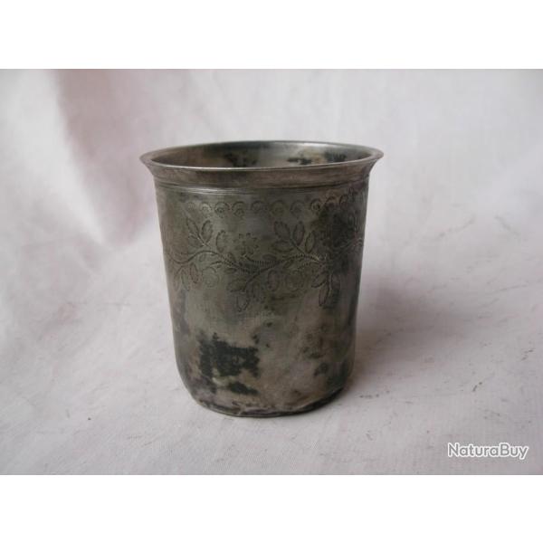 WW1 FRANCE TIMBALE FRANCAISE EN ARGENT POINCON SERPENT " RF " 7 CM DE HAUTEUR