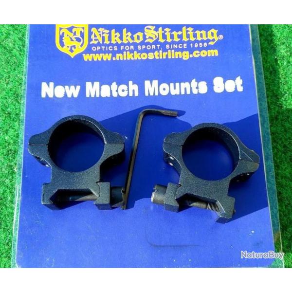 X2 PaireS de colliers NIKKO STIRLING  pour montage lunette (1 pouce)  Top qualit�