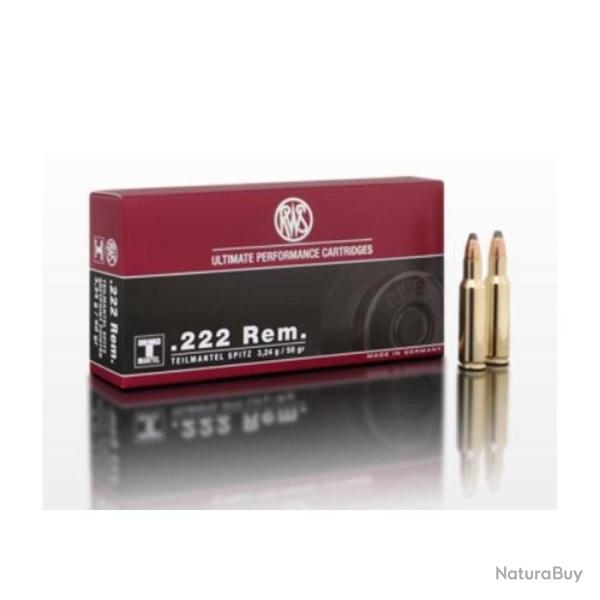 Balles RWS T-Mantel Spitz Soft Point - Cal. 222 Rem - 222 Rem / Par 1