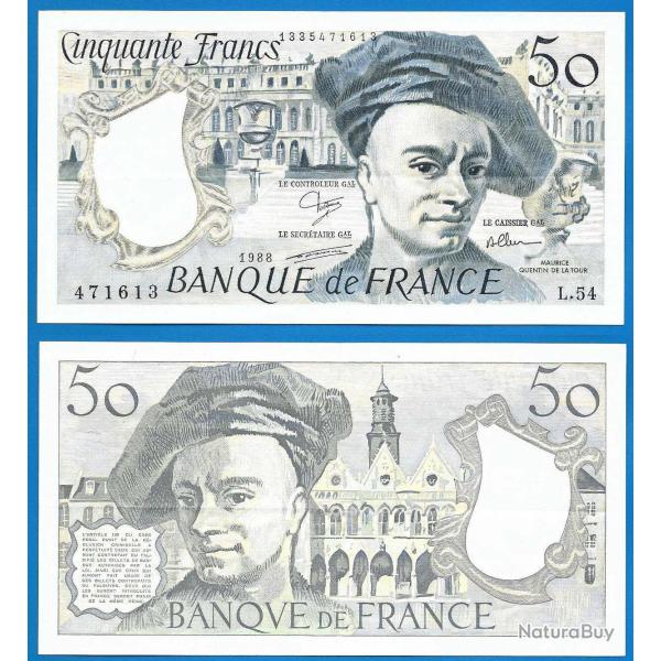 France 50 Francs 1988 Quentin De La Tour Franc Frc Frcs Frs