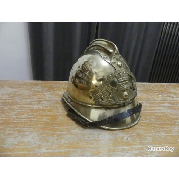 ANCIEN CASQUE DE SAPEUR POMPIER Laiton Mle 1885 EVERLY
