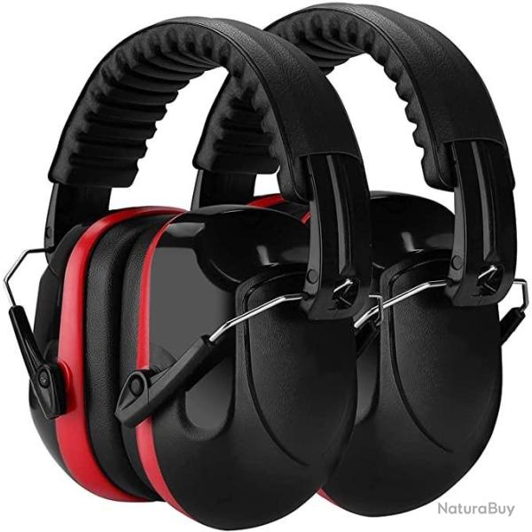 Lot de 2 casques anti-bruit 28dB - Confortable - Noir - Polyvalent - Livraison rapide