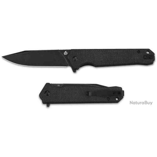 Couteau QSP Mamba V2 Black Lame Acier D2 Black Manche Micarta IKBS Linerlock Clip QS111G2