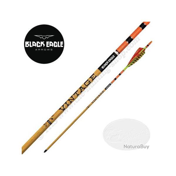 BLACK EAGLE ARROWS Vintage 6 Fl�ches traditionnelle en carbone avec cresting et empennages en plumes