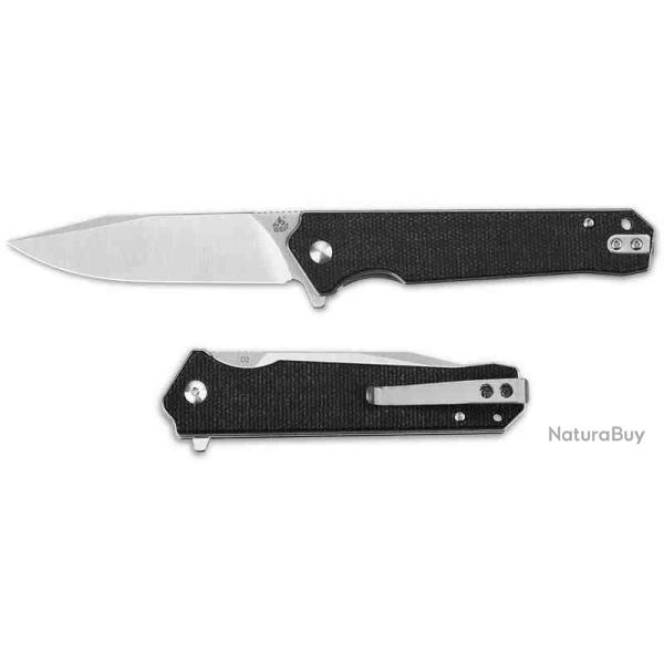 Couteau QSP Mamba V2 Black Lame Acier D2 Satin Manche Micarta IKBS Linerlock Clip QS111G1