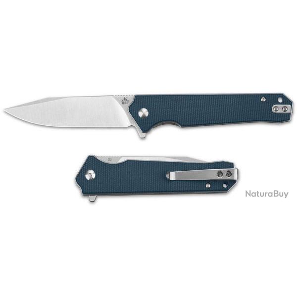 Couteau QSP Mamba V2 Blue Lame Acier D2 Satin Manche Micarta IKBS Linerlock Clip QS111H1