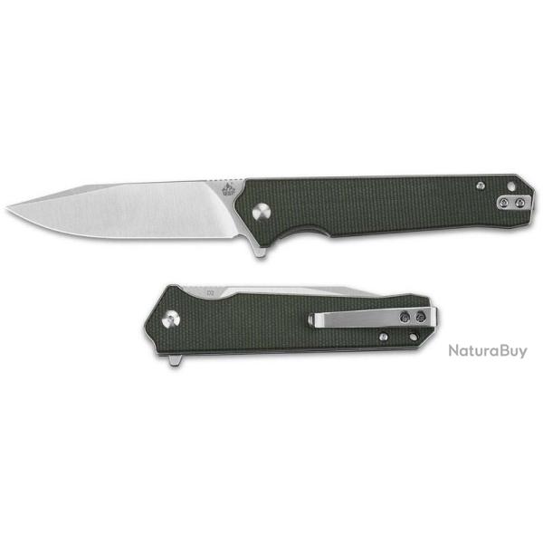 Couteau QSP Mamba V2 Green Lame Acier D2 Satin Manche Micarta IKBS Linerlock Clip QS111I1