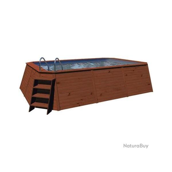 Piscine rectangulaire en bois hors-sol 490x293x110 cm - Livraison gratuite
