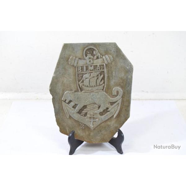 Plaque militaire pierre sculpt�e 6 BIMa B.I.M.A. Bataillon d'Infanterie de Marine