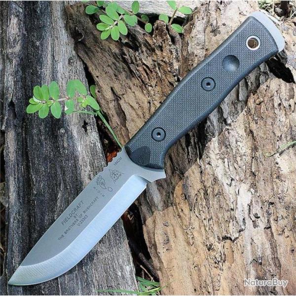 Couteau TOPS BOB Fieldcraft Lame Acier 154CM Manche G10 Etui Kydex USA TPBROS154BLK10
