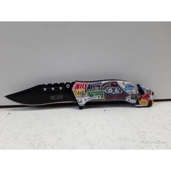 8260 COUTEAUX PLIANT HERBERTZ USA ROUTE 66 KANSAS 20CM NEUF