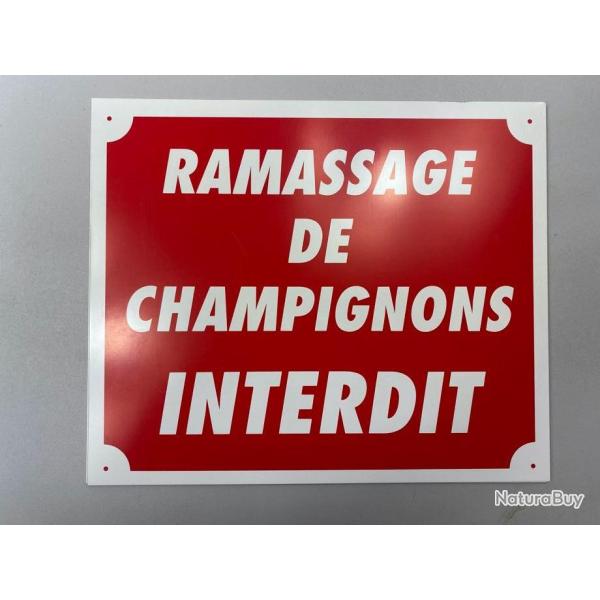 lot de plaques de signalisation RAMASSAGE DE CHAMPIGNONS INTERDIT en aluminium