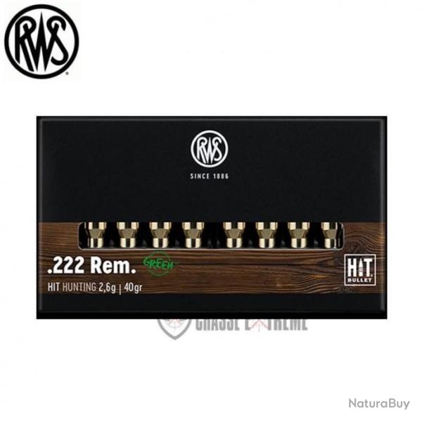 20 Munitions RWS Cal 222 Rem 40gr HIT