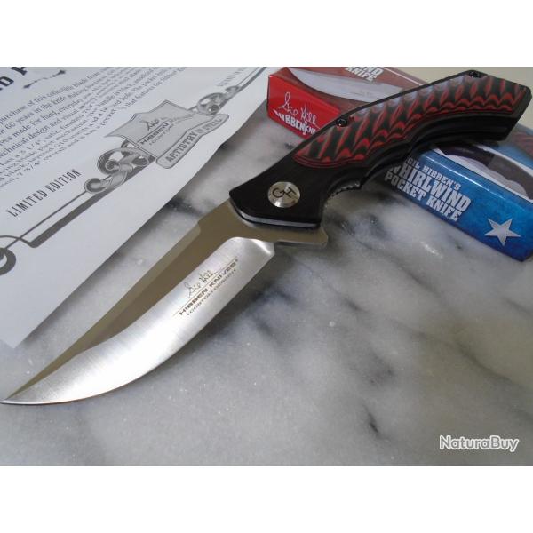 Couteau Hibben Whirlwind Red Lame Acier 7Cr17 Manche G10/Aluminium IKBS Linerlock Clip GH5115