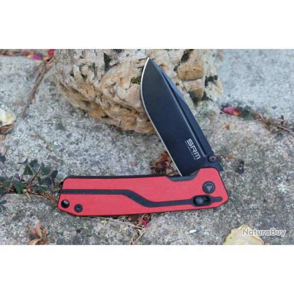 Couteau SRM 7228L Ambi Lock Lame Acier 10Cr15CoMov Manche Red/Black G10 Clip SRM7228LGV