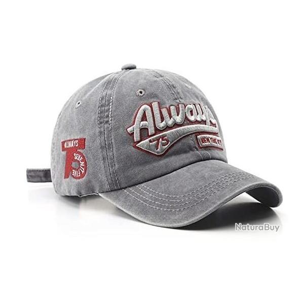 Casquette style retro - 100% Coton - Ajustable - 54-60cm - Gris