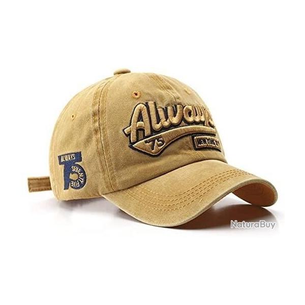 Casquette style retro - 100% Coton - Ajustable - 54-60cm - Jaune