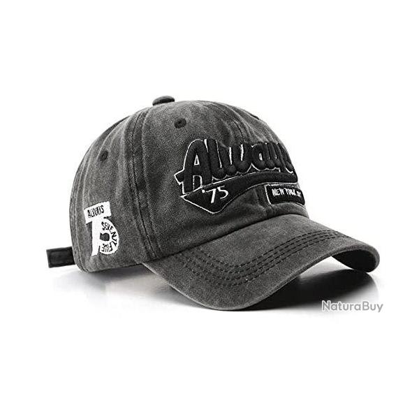 Casquette style retro - 100% Coton - Ajustable - 54-60cm - Noir