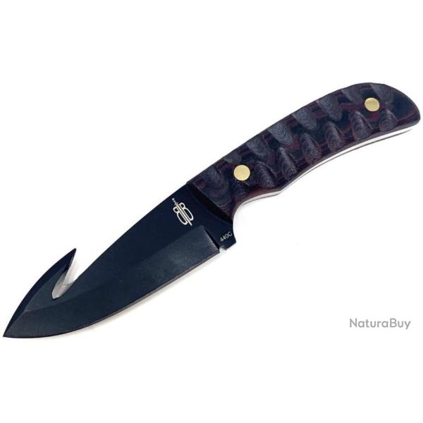 Couteau De Chasse Guthook BucknBear Lame Acier 440C Manche G10 Etui Cuir BNB92345