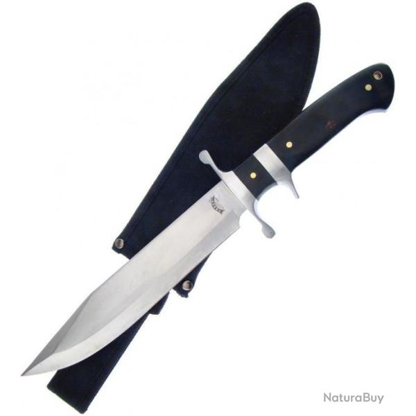 Couteau de Chasse Tactical Frost Cutlery Bowie Manche Bois Lame Acier Inox Etui Nylon F18316BPW