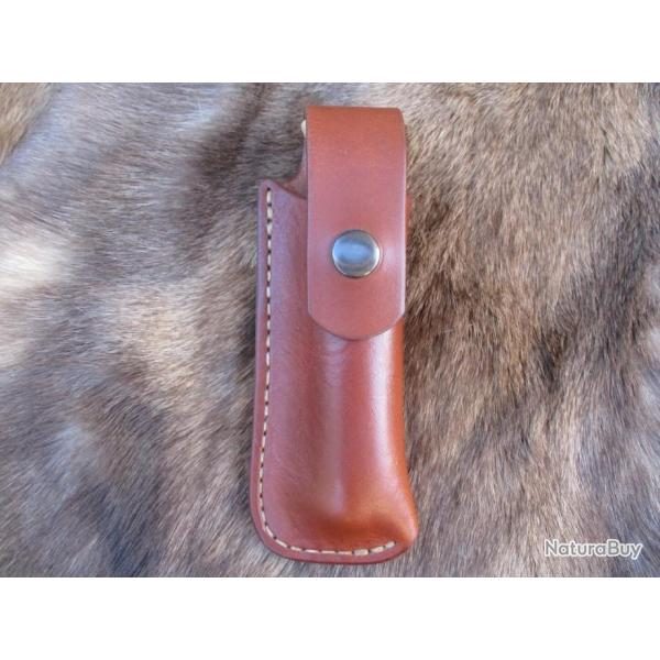 Etui en Cuir Naturel pour Opinel N�10 Non Cusomis� port � droite (Fait main)