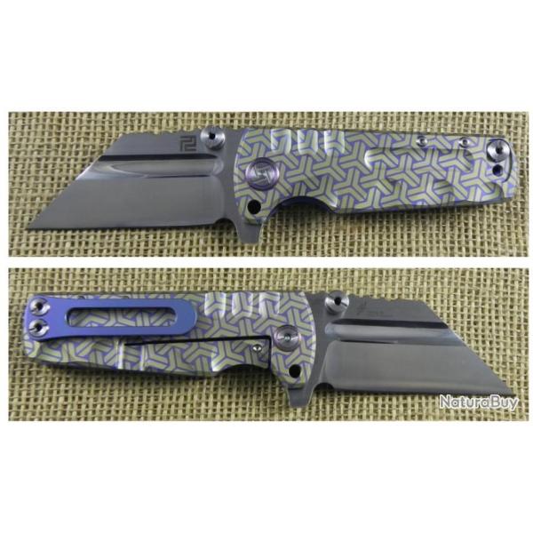 ATZ1820GBU02 Artisan Proponent Framelock Blue/Gold Titane S35VN Blade IKBS Nylon Case
