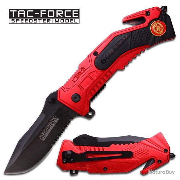 Couteau Tactical Rescue Evasion Pompier Ouverture Assist�e Lame Inox Cutter Brise Vitres TF688FD