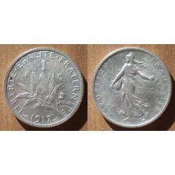 France 1 Franc 1917 Semeuse Piece Argent Francs