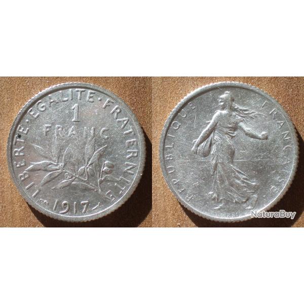 France 1 Franc 1917 Semeuse Piece Argent Francs
