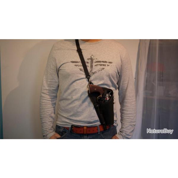 holster d'�paule l�ger pour revolver � poudre noire type Remington 1858 , Colt 1860,Pietta Uberti