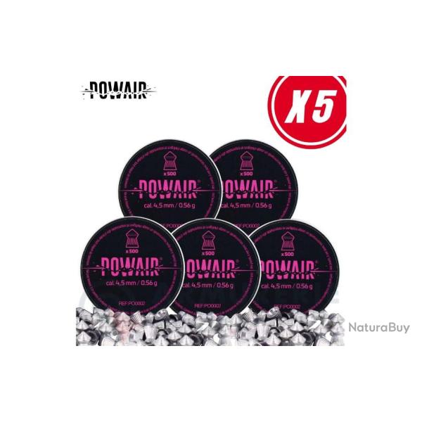 NEUF!!! LOT DE 5 BOITES DE PLOMB POINTUS EN 4.5mm