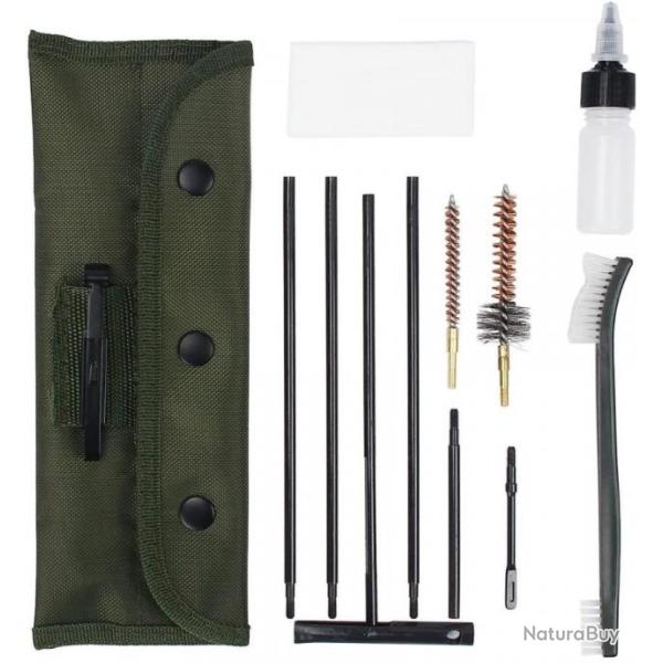 Kit De Nettoyage Pistolet Fusil De Chasse Carabine Calibre De .22 .223 5,56 mm avec pochette