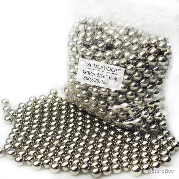 Lot de  382 Billes en acier carbone � haute duret� pour tir lance pierre Fronde 8 MM Slingshot