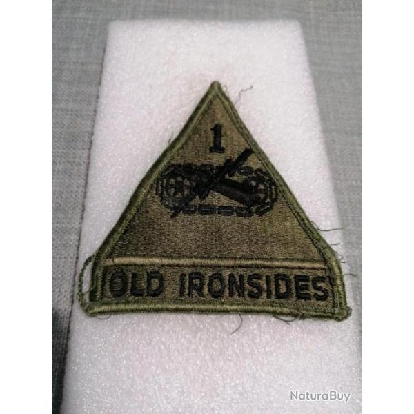 Patch arm�e us 1st ARMORED DIVISION GREEN + TAB OLD IRONSIDE kaki ORIGINAL