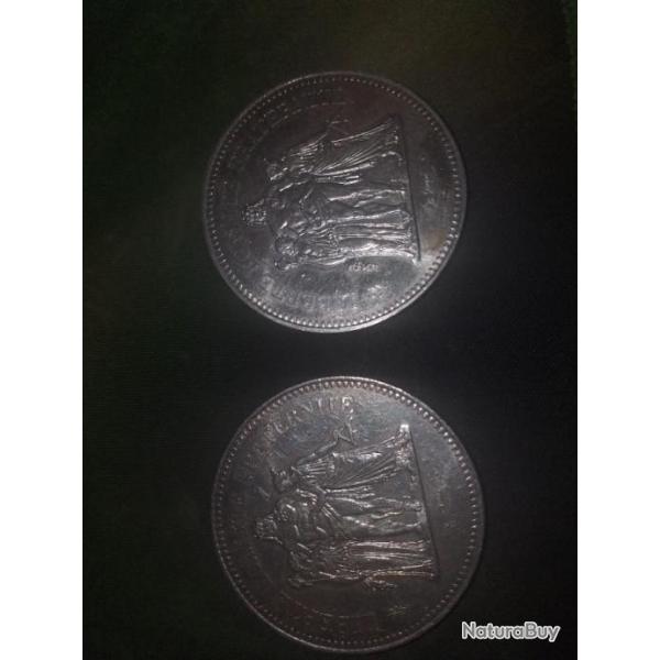 2 pieces 50f argent de 1974 et 1976