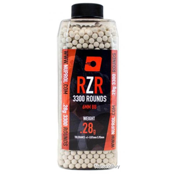Billes Airsoft 6mm RZR 0.28g bouteille 3300 bbs
