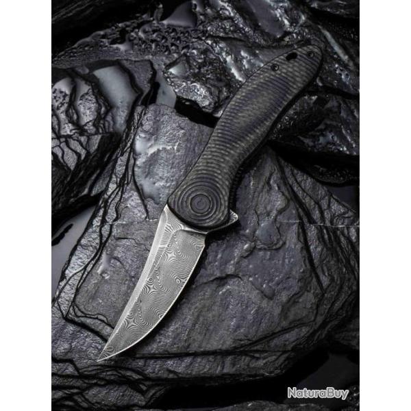 C20075ADS1 CIVIVI Synergy 3 Damascus Blade 3D G10/Twill CFiber Handles IKBS Linerlock Clip