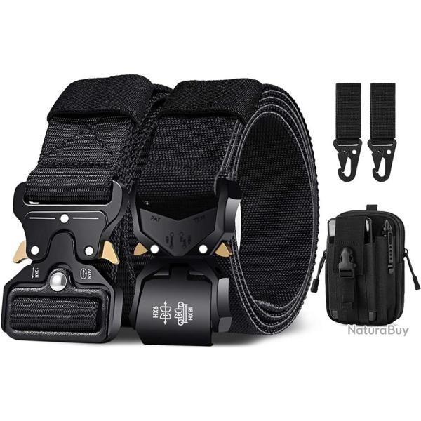 Ceinture tactique 2 pi�ces, ceinture militaire nylon avec boucle en m�tal � d�gagement rapide